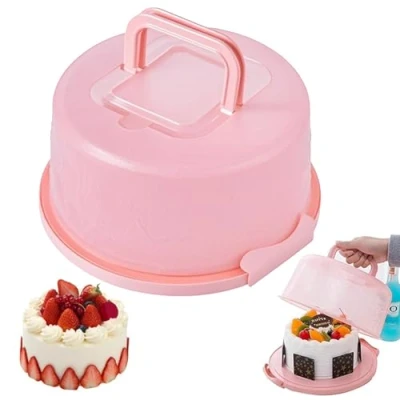 Immagine di Contenitore Porta Torta,Porta Torta Rotondo In Plastica Trasparente Per Con Manico Il Trasporto Di Torte Cupcakes Biscotti