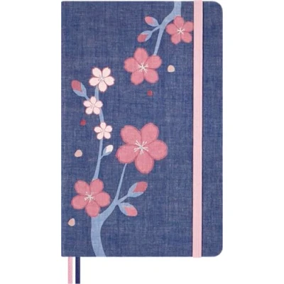 Immagine di Moleskine Taccuino Sakura, a Righe, Copertina Rigida in Tessuto e Chiusura Elastica, con Biglietto di Auguri Adesivi Tema, Formato Large 13 x 21 cm