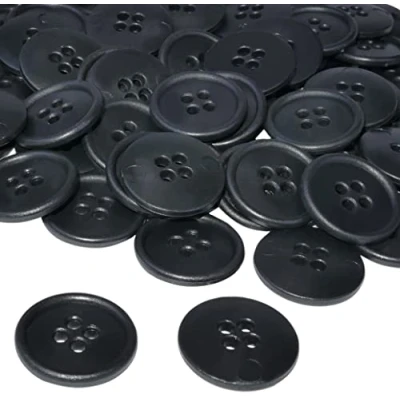 Immagine di AERZETIX C56526 Set di 100 bottoni per cucire rotondi Ø20x3mm 32L L32 con 4 fori colore nero in plastica apertura 3mm merceria cucito abbigliamento moda maglia decorazione