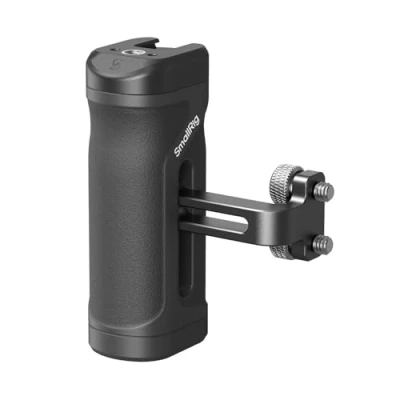 Immagine di SMALLRIG Mini Side Handle per Fori Filettati da 1/4&quot; 20, Cage Mano Sinistra o Destra, Regolabile Su e Giù, Design Ergonomico con Cold Shoe Integrato Foro Filettato 4755