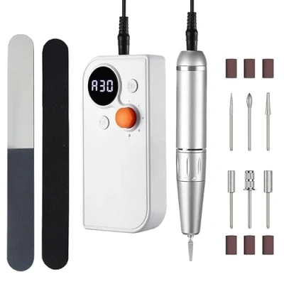 Immagine di Lima per unghie elettrica professionale trapano unghie, portatile, chiodo acrilico, 30000 giri/min velocità regolabile, set di pedicure manicure elettrico (bianco)