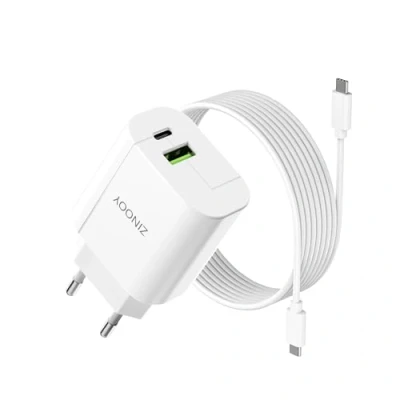 Immagine di Zinooy Caricatore USB C 20W, Presa Multiplo con Cavo da 2M, Rapido A per iPhone 15/iPhone 15 Pro/iPhone Pro Max/iPad Pro/iPad Mini, Samsung Galaxy S24 S23 S22 e Altro Ancora