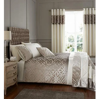 Immagine di Catherine Lansfield Set copripiumino, 3 pezzi, king size in velluto con taglio reticolato naturale