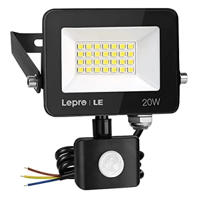 Immagine di Lepro Faretto LED da Esterno con PIR Sensore di Movimento, 20W 1700 lumen Bianco Diurno 5000K, Proiettore Impermeabile IP65 per Giardino, Corridoio, Illuminazione Interna ed Esterna