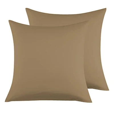 Immagine di Federe Cuscini Letto Matrimoniale Cotone 65x65 cm 2 PCS, Set Certificato Oeko TEX in Premium 110GSM, Morbida e Traspirante, Ipoallergenica Tortora