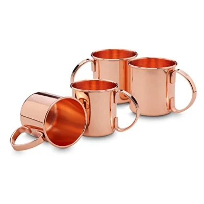 Immagine di ECHTWERK set di bicchieri in rame, acciaio inox, da cocktail, cocktail perfetti per gin, vodka, birra e bevande fredde, 4x rame 450ml