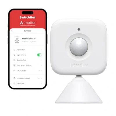 Immagine di SwitchBot Smart Motion Door Sensor Sistema di sicurezza domestica wireless, allarme rilevatore movimento PIR, compatibile con Alexa utilizzando Hub, Bianco