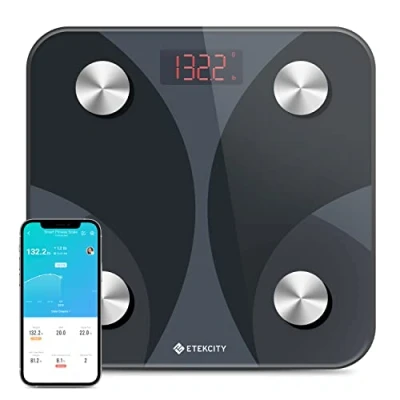 Immagine di ETEKCITY bilancia per grasso corporeo, digitale con app, intelligente persone corporeo e massa muscolare, analisi del corpo Bluetooth, BMI, proteine,
