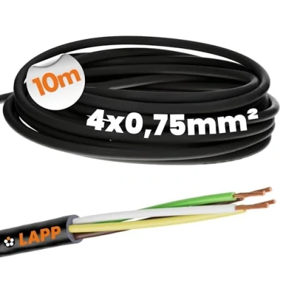 Immagine di 10 m Lapp 1030270 LiYY cavo di controllo in PVC 4 x 0,75 mm², nero, LED a fili, linea dati, segnalazione, saldabile