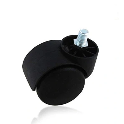 Immagine di Ruote girevoli per sedie da ufficio in gomma 5,1 cm, colore nero, adatte a viti metriche M10 x 12 mm, standard cinesi