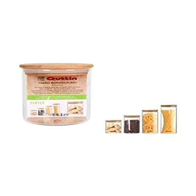 Immagine di DKD Home Decor Barattolo Quttin Borosilicato in bambù (500 ml) (9,5 x 11 cm)
