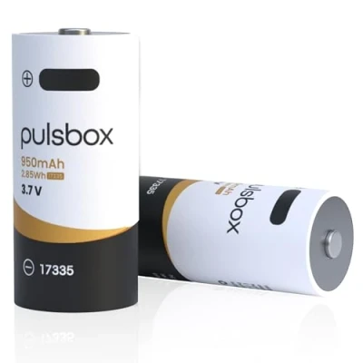 Immagine di pulsbox Batteria agli ioni di litio 17335, 3,7 V, 950 mAh, ricaricabile, USB C (3,7 2 batterie)