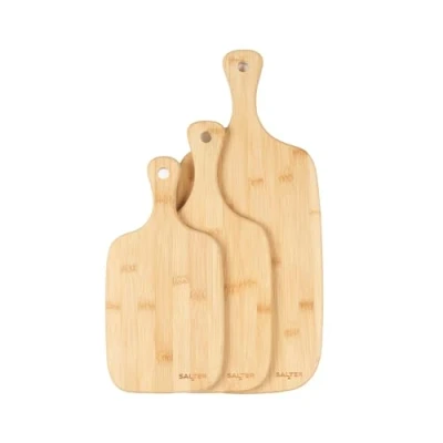 Immagine di Salter BW06732 Set di taglieri in bambù, 30/35/45cm, 3 da cucina, resistente e durevole, ideale per servire carni, frutta, salsiccia formaggio, perfetto come regalo, facile pulire