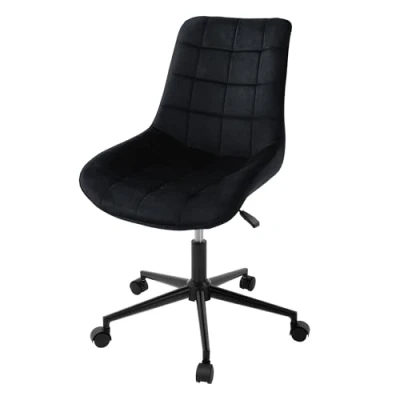 Immagine di ML Design Sedia da Scrivania Sedile in Velluto Sgabello Girevole Nero Struttura Metallo Ufficio Ergonomica Imbottita con Schienale Regolabile Altezza a 360 5 Rotelle