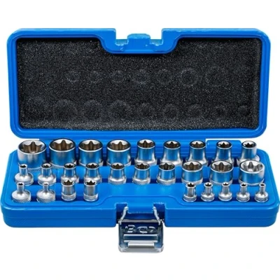Immagine di Juego de llaves vaso E Torx entrada 6,3 mm 1/4&quot; / 12,5 (1/2&quot;) E4 E24 28 piezas