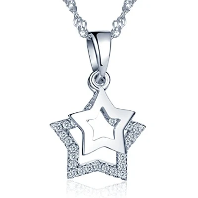 Immagine di Collana con ciondolo a forma di stella argento sterling S925 zirconi cubici confezione bianca/sacchetto blu Colore: