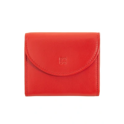 Immagine di DUDU Mini Portafoglio Donna Slim in Vera Pelle con Portamonete Zip, Chiusura a Bottone, Portafogli Colorato Compatto Rosso fiamma