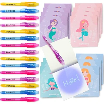 Immagine di Penna Invisibile e Taccuino, 16 Pezzi Sirena BONNYCO Gadget Compleanno Bambini, Bomboniere Compleanno, Giocattoli Pignatta Regalini Fine Festa Bambina Bambini