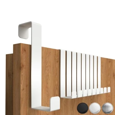 Immagine di 4smile ganci appendiabiti da porta 1.6cm 2.2cm 10 pezzi, Bianco Acciaio inossidabile Verniciato a polvere, sostegno per porta, supporto interni