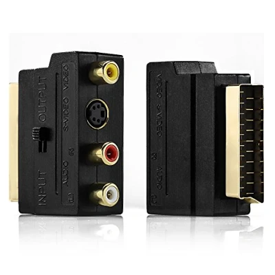 Immagine di deleyCON Scart Per 3x RCA Jacks IN OUT Switcher + S Video VHS AV Adattatore Audio