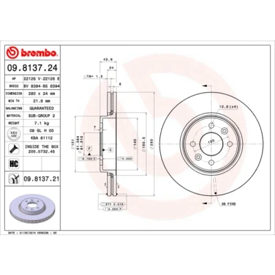 Immagine di BREMBO 09.8137.24 Disco freno 280 24 4 ventilazione interna ad alto tenore di carbonio con bulloni/viti RENAULT: CLIO 3, MEGANE 2, Captur