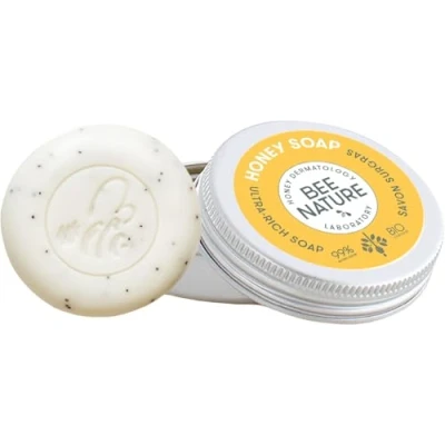 Immagine di Bee Nature 2 in 1 Sapone Biologico con Portasapone Esfoliante e Ammorbidente da Viaggio Custodia Alluminio Semi di Papavero Naturali Riduce l&#039;acne 100g