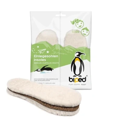 Immagine di Solette biped premium in pelo di agnello per bambini con lato inferiore sughero z1024 (32 33)