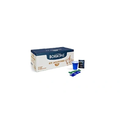 Immagine di 3 kit accessori caffè Borbone (Ogni comprende:100 palette, 100 zucchero, bicchierini)