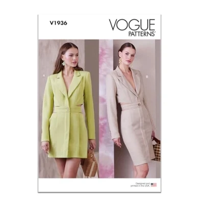 Immagine di Vogue Patterns V1936A5 Abito blazer, da donna, formato A5 (6 8 10 12 14)