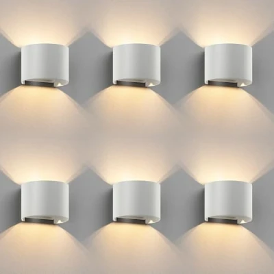 Immagine di ledscom.de 6 pz. lampada da parete RUNEL per esterni, IP65, up/downlight, bianco opaco, rotonda, 1x G9 max. 10W