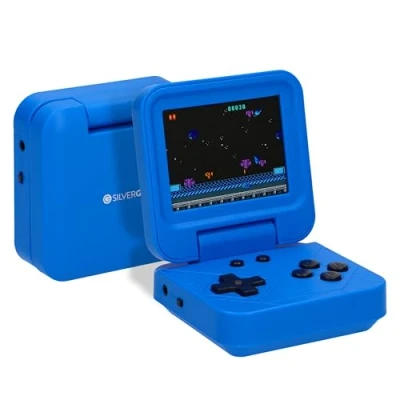 Immagine di Silvergear® Console Portatile Giochi Retro Pieghevole Blu 240 Classici Integrati Game per Bambini e Adulti Schermo a Colori 2,8 Pollici