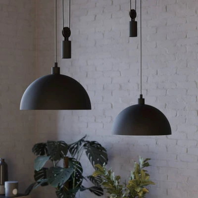 Immagine di EGLO Lampada a sospensione Winkworth, nera, lunghezza 118 cm, metallo, 2 luci.