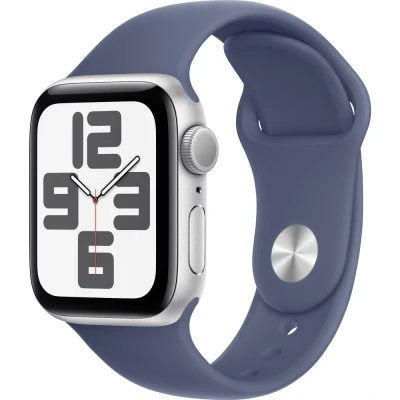 Immagine di Apple Watch SE 2024 40mm Argento (Cinturino Silicone Blu S/M)