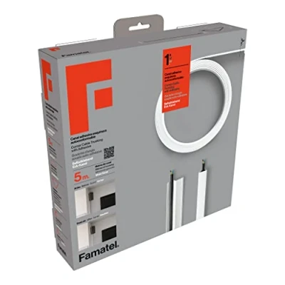 Immagine di Famatel canalina per cavi autoadesiva, 5 m, 10 x 16 mm, formato rotolo, rettangolare, facile da installare, con colore: bianco