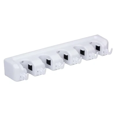 Immagine di alpina Supporto per Scope a Parete Porta Attrezzi Sistema 5 Aperture Push and Click 40 x 6 8 cm di Sospensione da Giardino Grigio