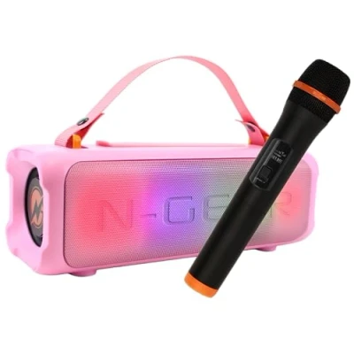 Immagine di N Gear Blazooka 703 Rosa Cassa Bluetooth Portatile Include microfono wireless e luci da discoteca Altoparlante 100 watt 5 ore di autonomia.