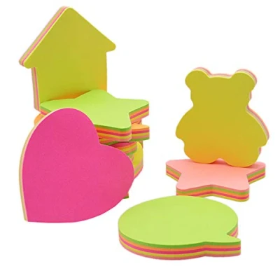 Immagine di Note autoadesive, Colore brillante Autoadesiva rimovibile Sticky 8 Pastiglie per confezione 100 fogli riquadro cuscinetto 5 colori forme diverse all&#039;interno 76mm x 76 mm