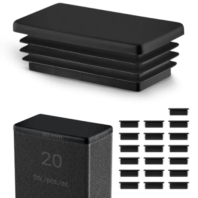 Immagine di Tappo per tubo rettangolare fino a 40x50 mm 20 pezzi colore Nero (RAL 9005) 4x5 cm EMFA ®