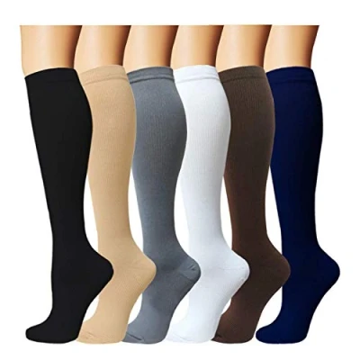 Immagine di 7 Paia Calze Sportive Compressione Uomo e Donna, Running Elastiche, Medicale Supporto per Circolazione, Vene varicose, Gravidanza, Antitrombo, Ciclismo