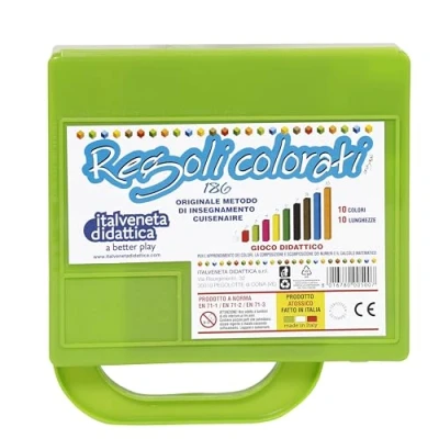 Immagine di Italveneta Didattica Cuisenaire, Verde, Standard, 1, All&#039;interno della valigetta 186pz regoli di colori e dimensioni diverse