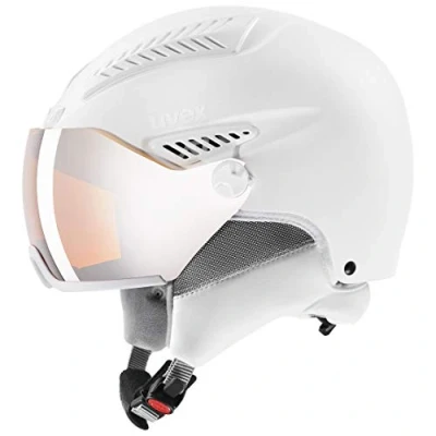 Immagine di uvex hlmt 600 visor, casco da sci robusto unisex, con visiera, regolazione individuale delle dimensioni, all white matt, 53 55 cm