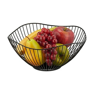 Immagine di Relaxdays Centrotavola Portafrutta in Metallo, HxD: 11,5 x 26 cm, Cestino Porta Frutta e Verdura, Design Moderno, Nero