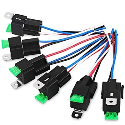 Immagine di DollaTek 6Pcs 24V 30A Cablaggio Interruttore relè Fusibile Lama ATO/ATC, elettrici automobilistici SPST a 4 Pin con Cavi 14 AWG per Servizio Pesante