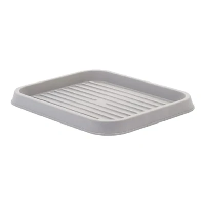 Immagine di Iris Ohyama, scolapiatti, vassoio, scarpiera in plastica e cestino per stivali con bordo, Lotto di 3, SHT S, argento, impilabile, clip chiusura L38 x P76 A2,5 cm