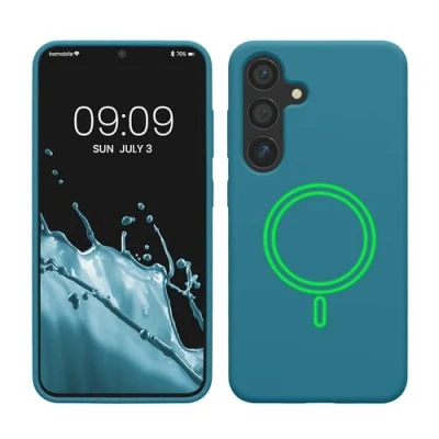 Immagine di kwmobile Custodia Magnetica Compatibile con Samsung Galaxy S25 MagSafe Cover Silicone TPU Magnete petrolio matt