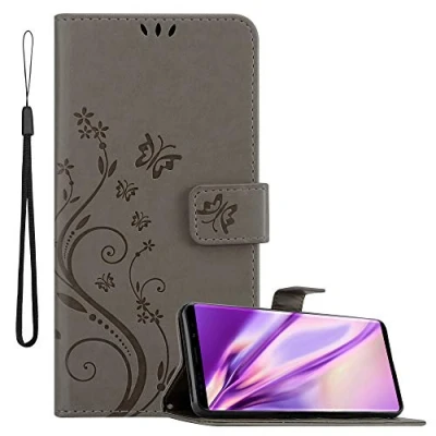 Immagine di Cadorabo Custodia Libro per Samsung Galaxy NOTE 9 in GRIGIO Fiore Design di con Chiusura Magnetica, Funzione Stand e 3 Vani Carte Portafoglio Cover Case Wallet Book Etui Protezione