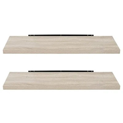 Immagine di EUGAD Mensola a Muro Set da 2, 80cm, Mensole Librerie Parete Scaffale MDF Stile Rétro Ripiano Portaoggetti, Quercia, 0046QJ 2