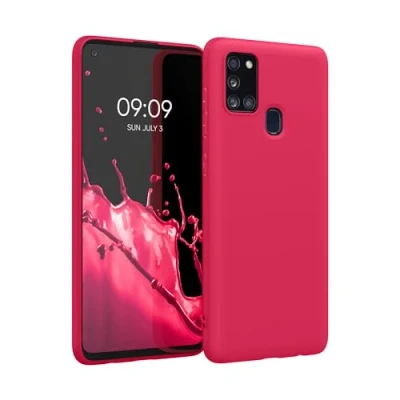 Immagine di kwmobile Custodia Compatibile con Samsung Galaxy A21s Cover Back Case per Smartphone in Silicone TPU Protezione Gommata rosa shocking