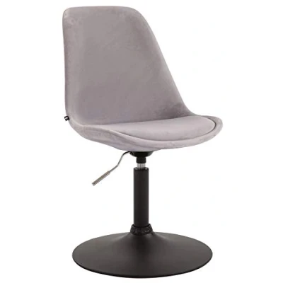 Immagine di CLP Sedia Pranzo Regolabile Maverick in Velluto I Design Scandinavo Base Metallo Imbottita Girevole, Colore:Grigio, Colore del Telaio:Nero