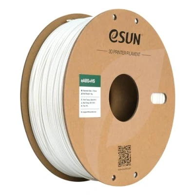 Immagine di eSUN ABS+ Filamento 1,75 mm, ABS+HS per stampante 3D ad alta velocità ABS Plus, precisione dimensionale +/ 0,03 bobina da 1 kg (2,2 libbre) la stampa Speedy, Bianco
